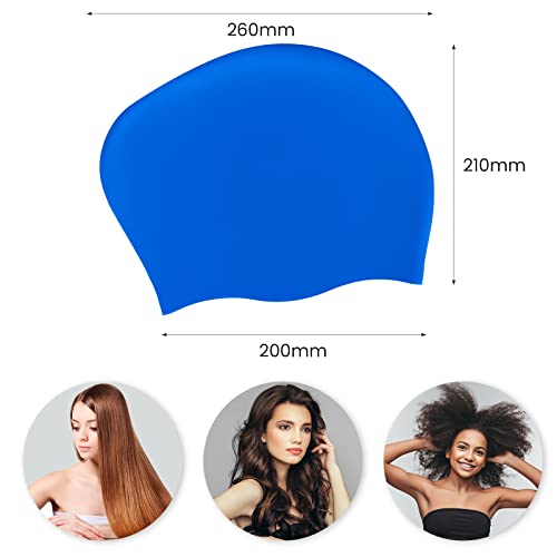 SUSNUAN Swimming Cap for Women Men Large Swimming Cap for Women Silicone Swimming Hat for Long Hair Adult Swimming Hat Swim Cap Dark Blue - Image 2