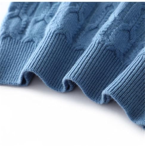 Men's Winter Thick Wool Round Neck Long Sleeved Twisted Flower Loose Knit Sweater3