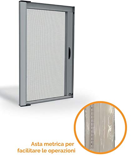 Zanzariera A Rullo LILIANA SLIM Con Cassonetto 3,2 Cm, L 160 X H 250 Cm, Chiusura Magnetica E Rallentata, Riducibile, Marrone RAL8017, Made In Italy