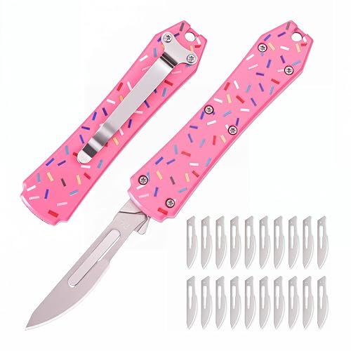 Image of EDC Utility Knife - Folding Utility Knife 2-in-1, 20 Blades, 2.3oz, Full Metal, Red & Blue for Precision Cutting, Box Opening, Everyday Carry