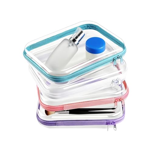 Bolsas De Cremallera Transparente | Estuche De Maquillaje Transparente Con Cremallera,4 Piezas Contenedores De Almacenamiento Para Productos De Viaje Y Cosméticos