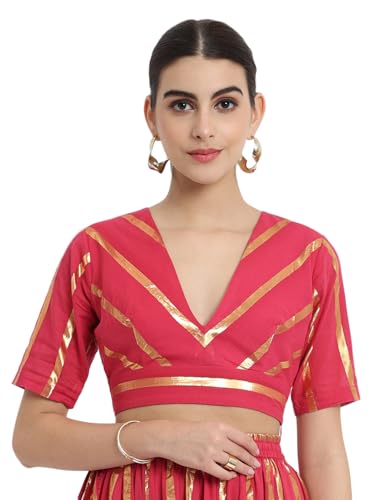 Image of Thevasa Women's Everyday Divine Depth V Neck Half Sleeves Blouse