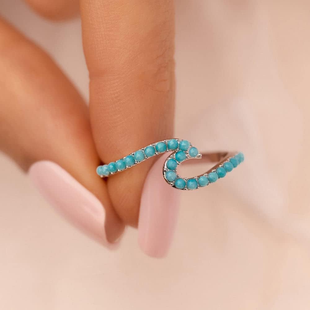 Pura Vida Silver-Plated Neon Wave Bead Stackable Ring - Brass Base, Stylish Design