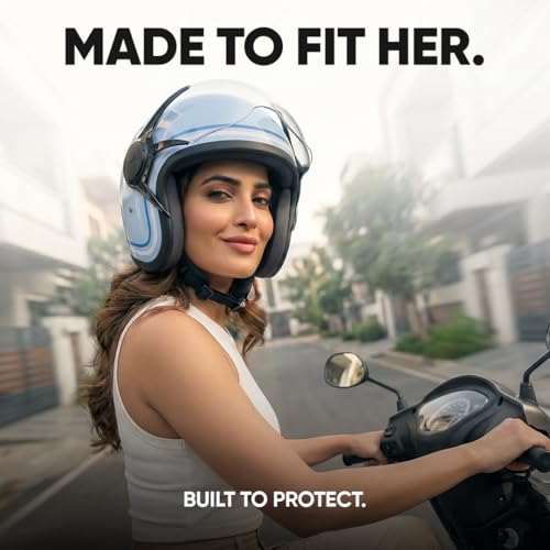 Image of TVS MissFit Women's Open Face Helmet | Lightweight Shell | Pastel Colors Designed Exclusively for Women | Extreme Comfort Fit for Girls | Clear Visor | DOT & ISI Certified