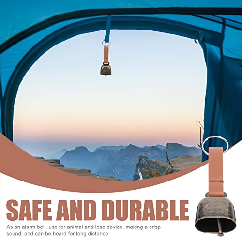 Kisangel 2Pcs Loud Bear Bells Camping Bear Bell Anti-Lost Bell Pendant With Leather Button For Outdoor Hiking Protection #TOP4