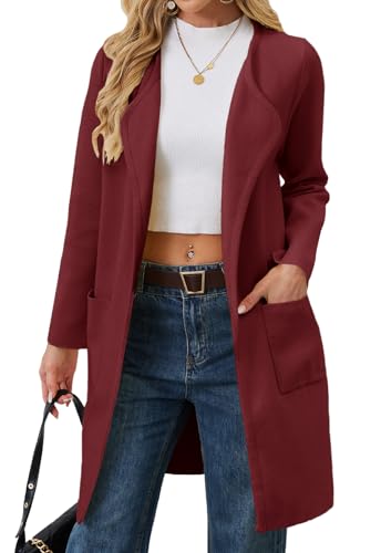 Alaster Queen Women's Open Front Fall Cardigan Long Sweater Knit Winter Coatigan Jacket Cardigan Coats with Pockets