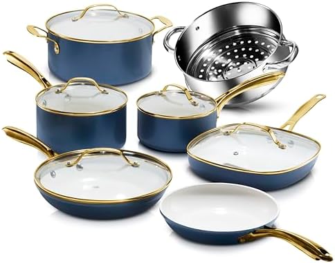 Gotham Steel 12 Pc Ceramic Cookware Set Nonstick, Ceramic Pots an...