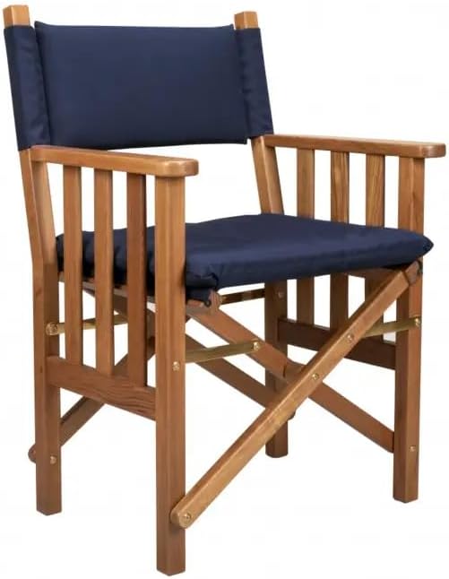 Ivory And Brown Solid Wood Director Chair With Cushion