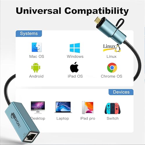 Image of iVOOMi Wave 1000 Aluminium Type-C /USB to Rj45 Ethernet Adapter, 10 /1000 MBPS Network LAN Speed, for Laptop, Gaming Console and MacBook, Plug & Play Fully Metal Body 1 Year Warranty - Newly Launch
