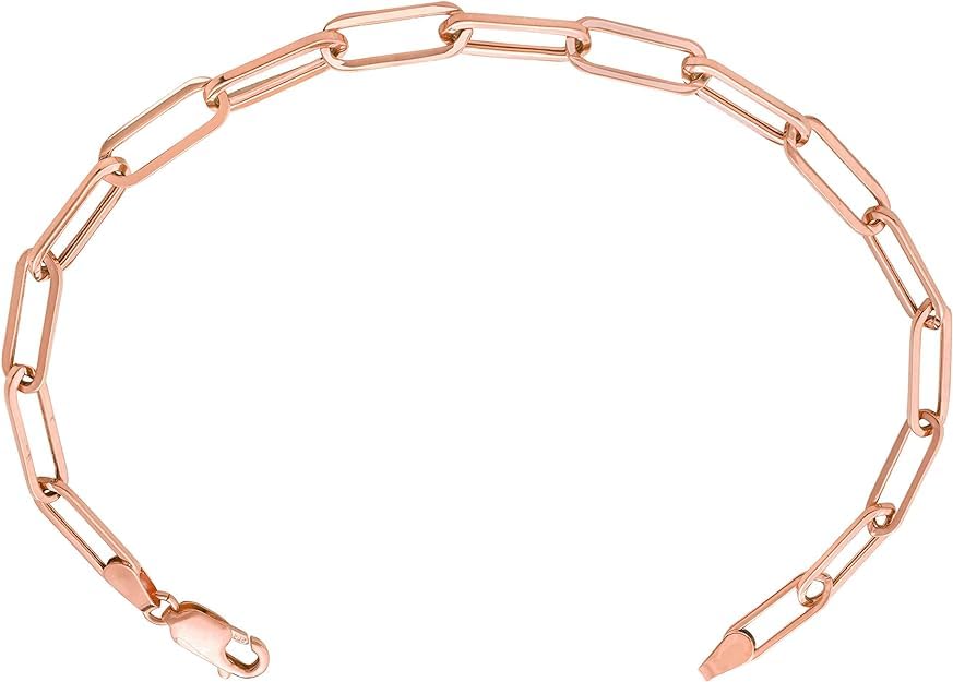 14k Rose Gold 4mm Paper Clip Link Bracelet