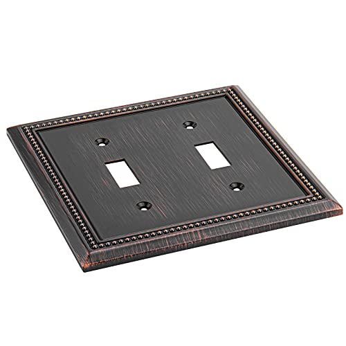 Image of Henne Bery Sunken Pearls Heavy Duty Decorative Wall Plate Switch Plate Outlet Cover (Double Toggle, Aged Bronze)