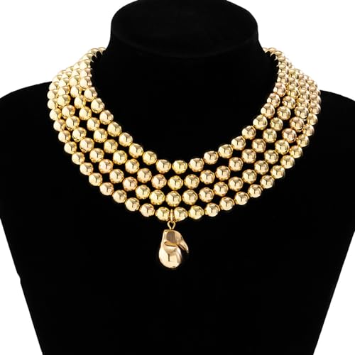 4 Tier Boho Women Multilayer 1920s Necklace Chunky Dainty Beads Layered Choker Necklaces Handmade Beads Fashion Chunky Pendant Multilayer Adjustable Layering Chain Necklaces for Women3