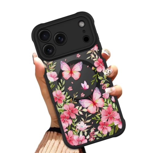 OOK Pink Butterflies Floral Flowers Phone Case Made for iPhone 18 Pro Max