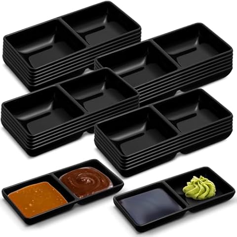 Gejoy Melamine Dual Sauce Bowls Cover