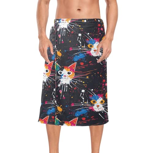 Colorful Cat Graffiti Spa Wrap Towel for Men 60