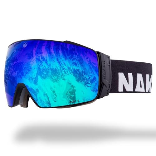 NAKED Optics The STORM Skibrille Männer, Ski Brille Frauen, Snowboardbrille, Skibrille mit optionalen Wechselgläsern für schlechtes Wetter, Schneebrille, Skiing Goggles (OTG Schwarz)