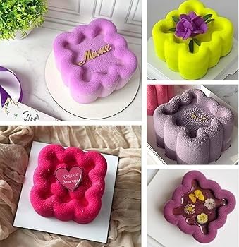 Image of Royals Silicone Cake Bento Mould for Baking Cake Pan Set Non-Stick Baking Mold Silicone Baking Tins Air Fryer Small Cake Tins for Baking Layer Cake Cheesecake (Square)