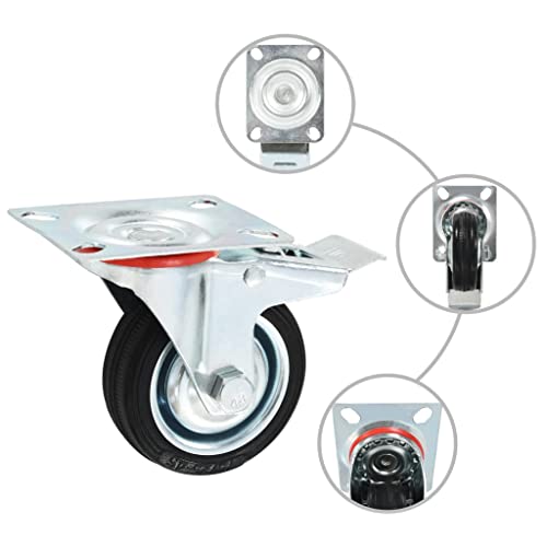 Roulettes pivotantes 75 mm en caoutchouc lot de 32 pour chariot et atelier