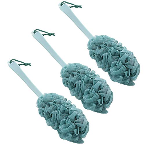 Long Handled Shower Body Brush Loofah Skin Sponge Cleaning Back Scrubber Exfoliating Luffa Bath Sponge for Body (Green(3 Pack))