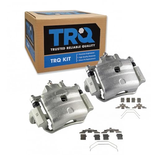 Image of TRQ Front Driver and Passenger Side Brake Caliper Set Caliper Brackets Hardware Compatible with 06-12 Ford Fusion 07-12 Lincoln MKZ 06 Lincoln Zephyr 06-13 Mazda 6 06-11 Mercury Milan