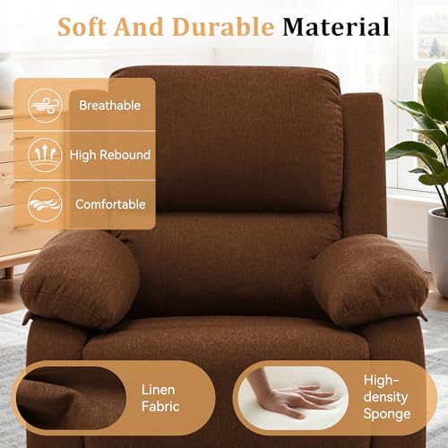 Image of Korser Recliner Chair, 360 Swivel Rocker Chair for Adults, Small Rocking Recliner for Small Spaces, Upholstered Fabric Glider Recliner Nursery