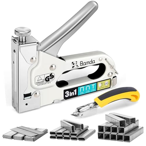 Bamda - Bamda Staple Gun with 2100 Staples - 3 in 1 Staple Gun Heavy Duty for Wood with Remover, Adjustable Strength and Durable, Manual Staples for Wall, Carpet, Decoration DIY, Nail Guns for Wood - -7%