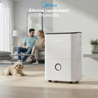 MIDEA Déshumidificateur d air Anti Moisissure 20L - WIFI/APP, Purification electrique, Adsorbeur d'humidité auto, Mode Séchage du Linge & Anti-Condensation - Dehumidifier Idéal pour 50m²