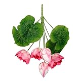 HAPINARY 人工蓮の葉ピック 蓮池装飾 水槽用人工蓮茎 リアルディテール 耐摩耗性 色あせ防止池や水槽の風景演出に