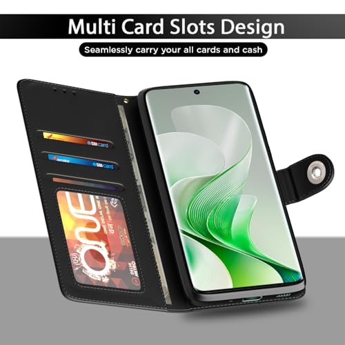 Image of Pikkme Flip Cover Leather Finish | Inside TPU with Card Pockets | Wallet Stand and Shock Proof | Complete Protection Button Flip Case for Vivo V40e 5G / iQOO Z9s 5G(Black)