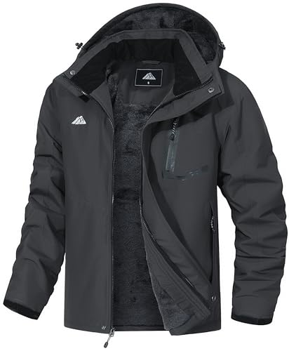 MAOYSSEN Men's Mountain Ski Jacket Waterproof Winter Coat Warm Snowboarding Jacket Snow Windbreaker Hooded for Hiking