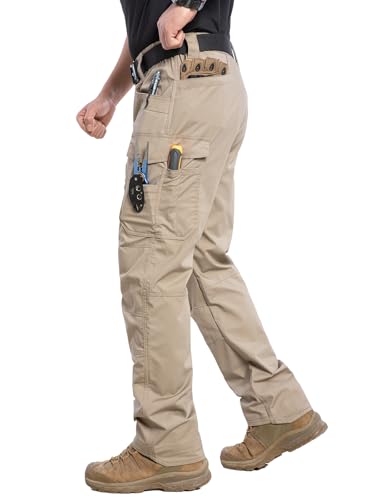 Image of CARWORNIC Men's Stretch Ripstop Work Pants Water Resistant Flex Cargo Pants Lightweight EDC Operator Tactical Utility Pants