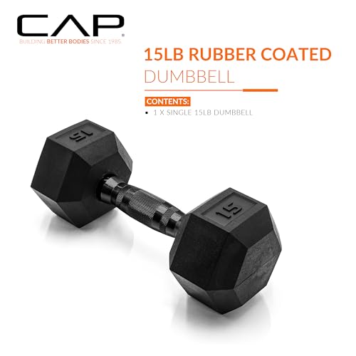 CAP Barbell 15 LB Coated Hex Dumbbell Weight with Black Handle by CAP Barbell - Image 2
