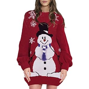 Sovoyontee Women’s Cute Ugly Christmas Oversized Sweater Dress with Pockets, Tribal Pattern