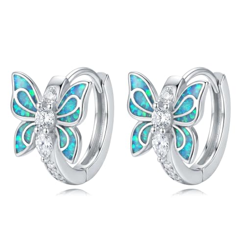 Boucles d'oreilles papillon argent et opale, le cadeau idéal pour elle