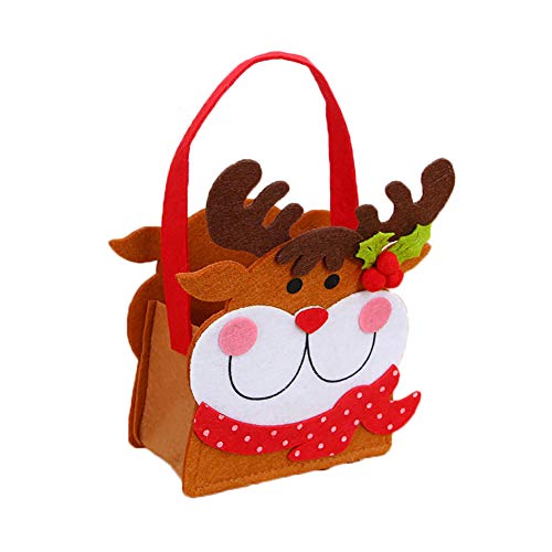 Topdo 1 Pieza Bolsa de Regalo Navidad con Cajas de Tela no Tejida Elk Lindo Portátil Gift Bag para Navidad Fiesta de Boda Bolsas de Regalo Marrón 20 * 13cm