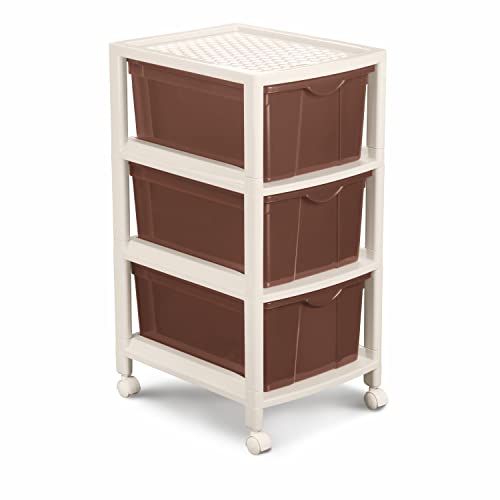 Image of Nayasa Carnival Tuckins No. 3 | Multi-Compartment Plastic Drawers | Storage Organizer | Multipurpose Plastic Modular Storage Organizer Box | 39 X 30.5 X 63.5 cm | Brown