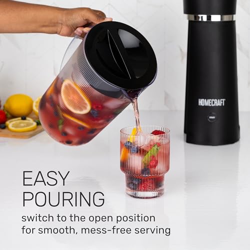 Image of Homecraft Iced Tea Maker & Cold Brew Coffee Machine - 2 Quart Double Insulated Pitcher, Steeping Basket, - Makes Fuit Infused Teas & Iced Lattes - Black