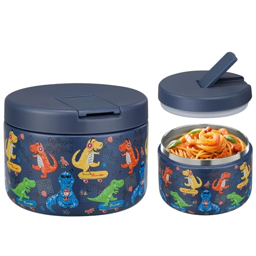 Itslife Modern Blue-KL Insulated 350ml Stainless Steel Food Container with Buckle Cover, Wide Neck, Hot & Cold Food Flask