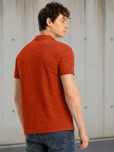 Image of Preneum Men's Solid Polycotton T-Shirt | Collared Neck | Half Sleeve | Regular Fit | Everyday Casual Wear (Available in Plus Sizes)