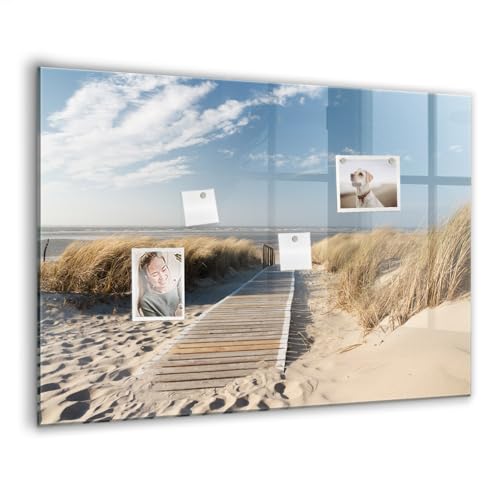 Panneau magnétique en verre trempé 100x70 cm tableau mémo planning quotidien motif plage
