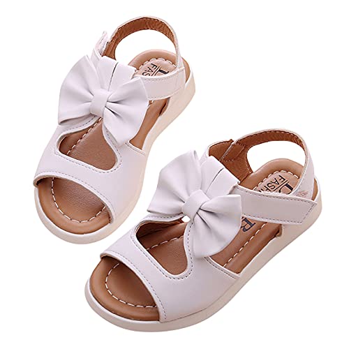 Kids Sandals Sandals Fashion Kids Princess Bowknot Girls Toddler Shoes Summer Flat Children Girl's Shoes (White, 7 Toddler)2