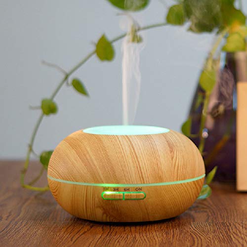 300ml Essential Oil Diffuser, Whisper-Quiet Cool Mist Wood Grain Ultrasonic Humidifier with 7 Color Led Lights Changing & 4 Timer Settings …