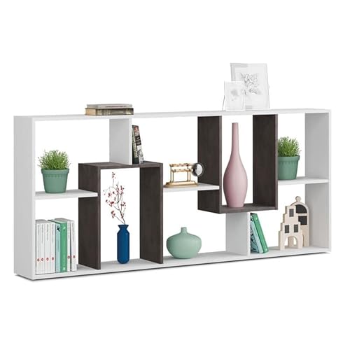 Arreditaly Libreria 8 Scomparti Reversibile Verticale o Orizzontale Scaffale Da Parete o Divisorio Mobile Mobiletto Moderno Design Per Soggiorno Studio e Living 180 x 80 x 25 Cm Bianco e Ossido
