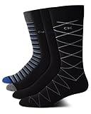 Calvin Klein Mens Dress Socks - 4 Pack Breathable Cotton Blend Patterned Crew Socks for Work, Business, and Formal Wear, Size 7-12, Black Pattern