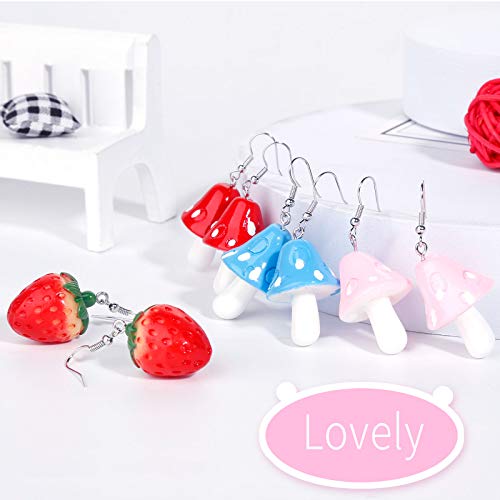 Hibijou 18 Pairs Cute Earrings Weird Earrings Set Mushroom Goldfish Water Bottle Gummy Bear Dangle Aesthetic Earrings Bulk - Image 4
