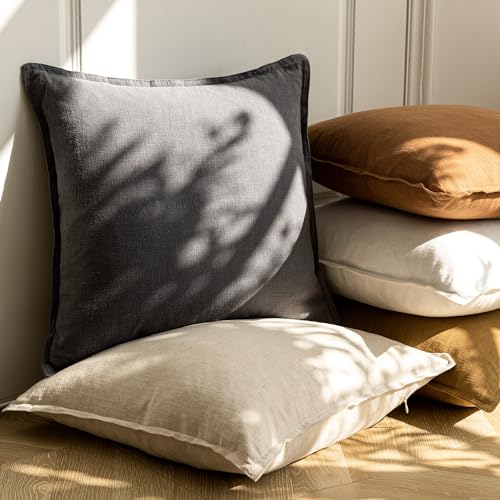 Foindtower BLPC-202 Pack Of 2, Decorative Linen Soild Throw Pillow Covers Soft Accent Cushion Case Boho Farmhouse Neutral Pillowcase thumb #5