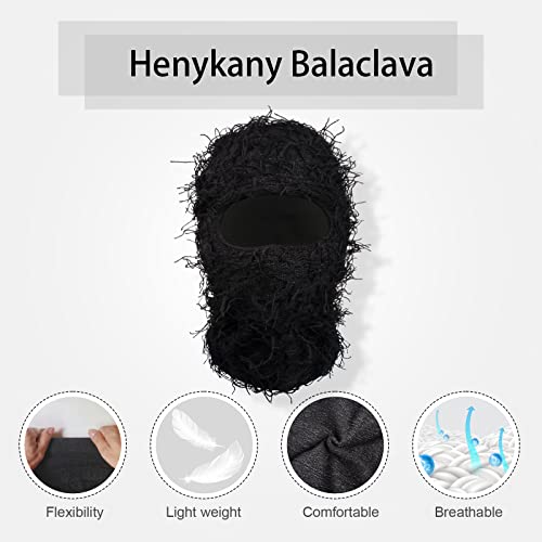 Distressed Balaclava Knitted Full Face Ski Mask Winter Windproof Neck Warmer For Men Women Yeat Shiesty Distress Mask Beanie Black #TOP3