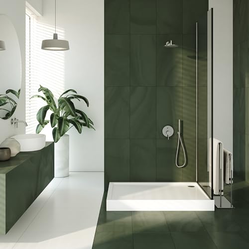 AQUABAD Duschwanne/Duschtasse | Komplettset Ultima mit LeakProtect Technologie Smooth White 80x100cm Rechteck | inkl. Ablaufgarnitur/Siphon Alcadrain A49CR – Bild 3