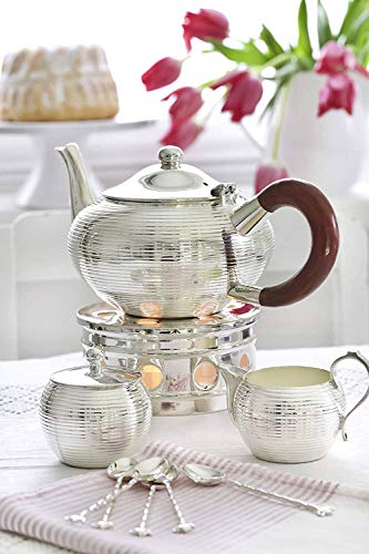 Chauffe-théière argenté Lydia Ø 13 cm support bougie plat de table - 6