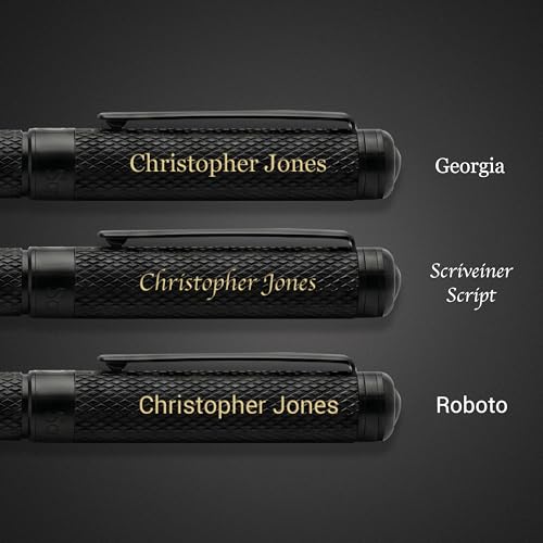 Image of Scriveiner All Black Rollerball Pen - Stunning Luxury All Metal Matt Black Pen, Schmidt Ink Refill, Best Roller Ball Gift Set for Men & Women, Professional, Executive Office, Custom Name Engraving